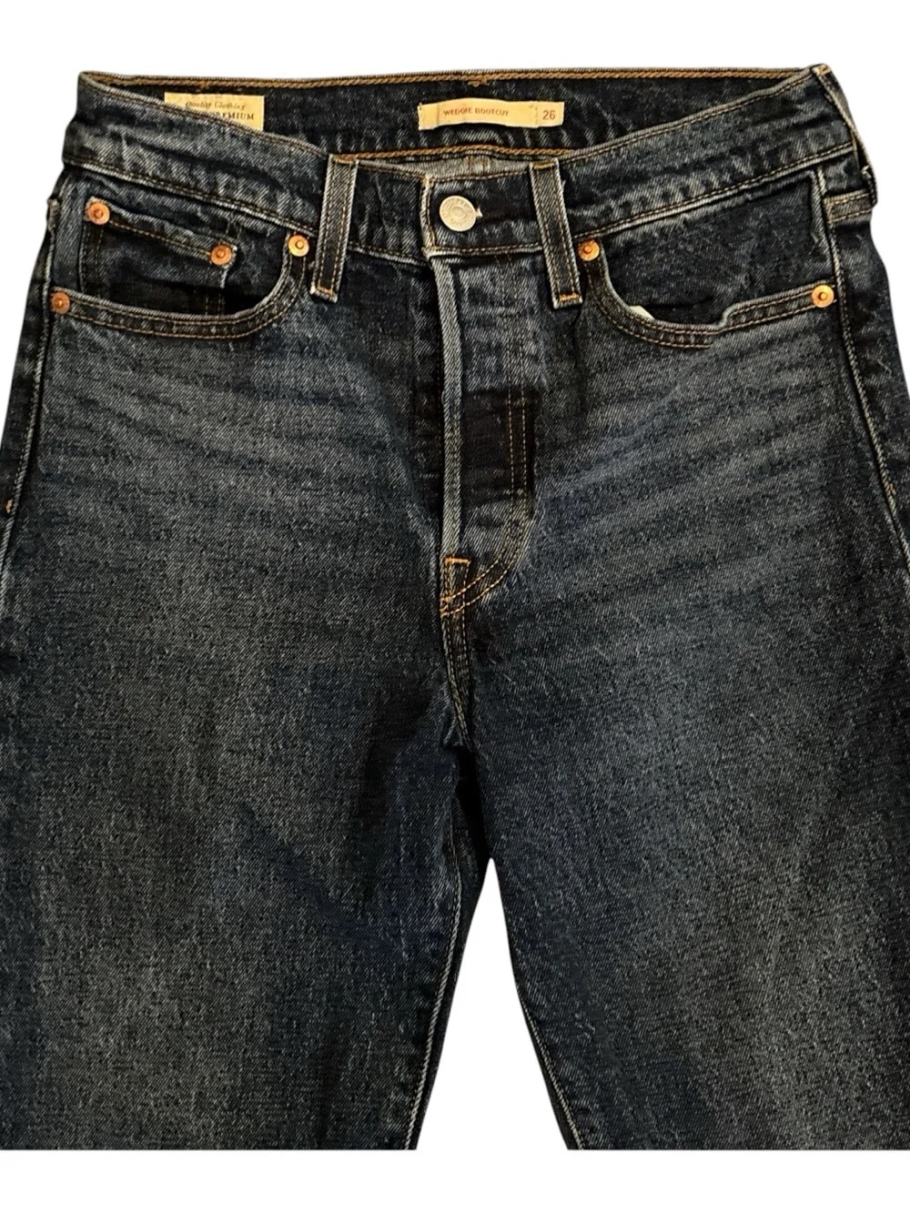 Levi’s Wedgie Bootcut Classic Dark Wash Women's Jeans Premium Big E Button Fly